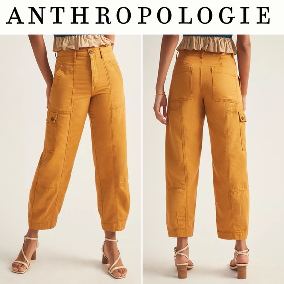 Anthropologie Pants - Anthropologie Brendan Utility Pants 8 Mustard Cargo Barrel Ankle High Rise Pants